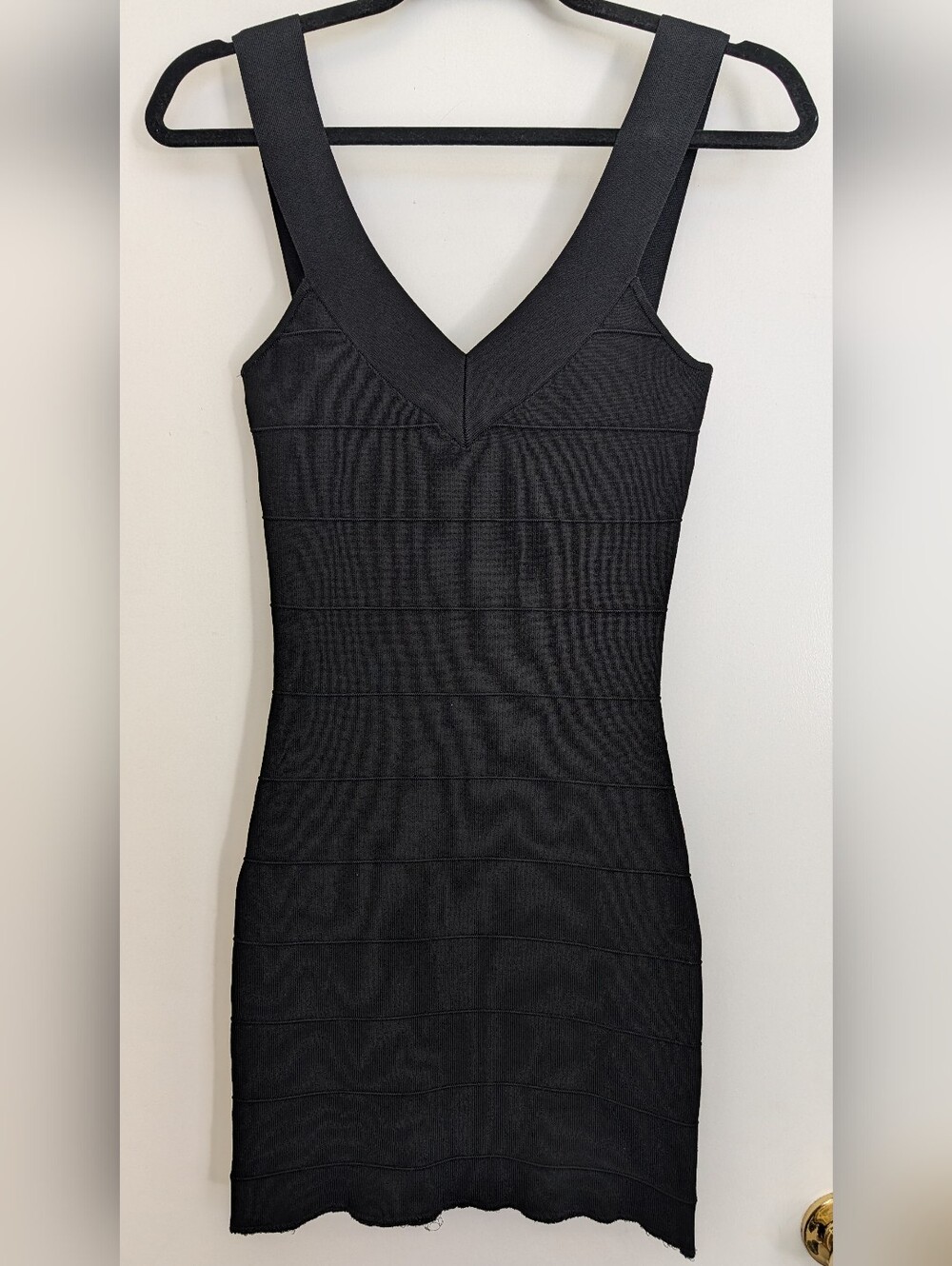 Guess by Marciano Black Sleeveless V-Neck Bandage Mini Dress